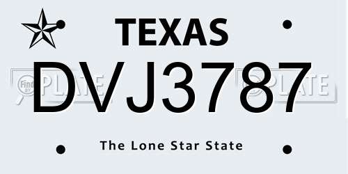 DVJ3787 Texas License Plate