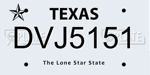 DVJ5151 Texas License Plate