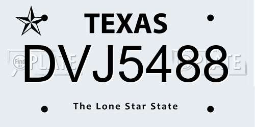 DVJ5488 Texas License Plate