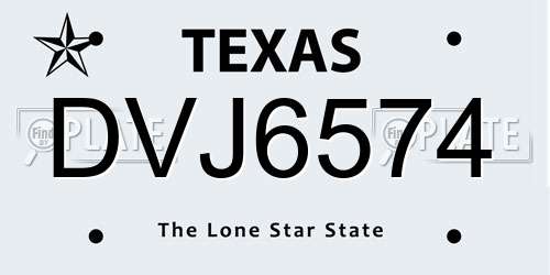 DVJ6574 Texas License Plate