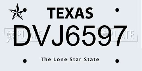 DVJ6597 Texas License Plate