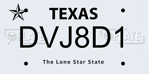 DVJ8D1 Texas License Plate