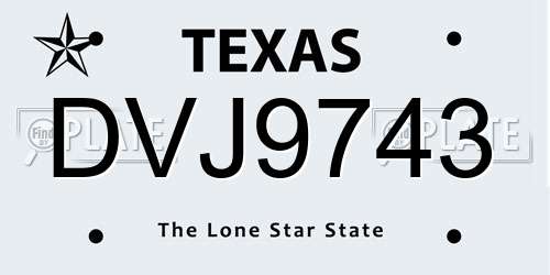 DVJ9743 Texas License Plate