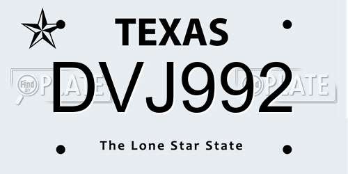 DVJ992 Texas License Plate