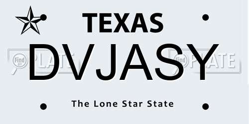 DVJASY Texas License Plate