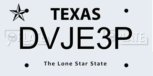 DVJE3P Texas License Plate