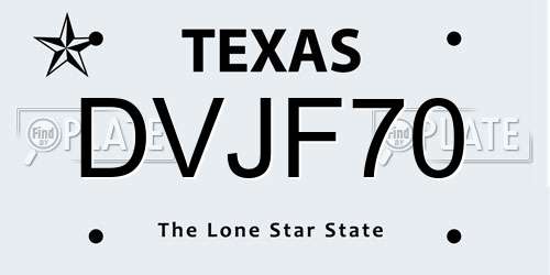 DVJF70 Texas License Plate
