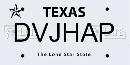 DVJHAP Texas License Plate
