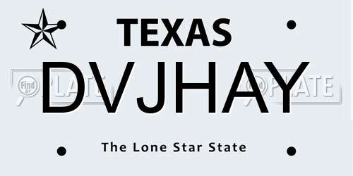 DVJHAY Texas License Plate