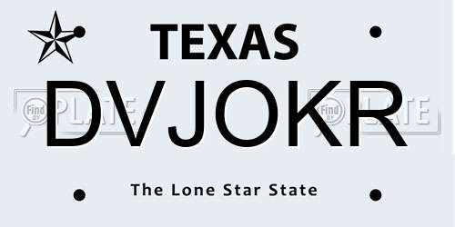 DVJOKR Texas License Plate