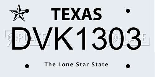 DVK1303 Texas License Plate