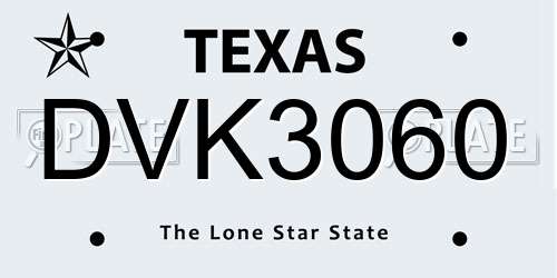 DVK3060 Texas License Plate