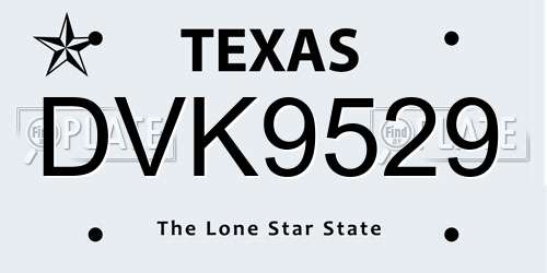 DVK9529 Texas License Plate