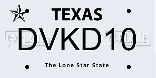 DVKD10 Texas License Plate