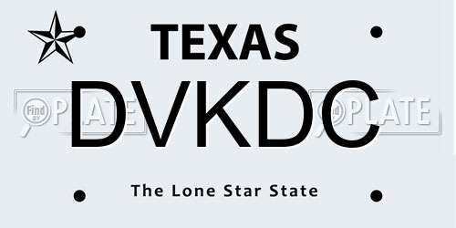 DVKDC Texas License Plate