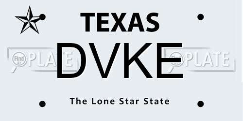DVKE Texas License Plate