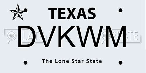 DVKWM Texas License Plate