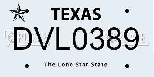 DVL0389 Texas License Plate