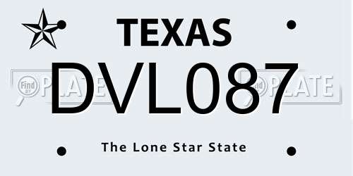 DVL087 Texas License Plate