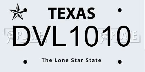 DVL1010 Texas License Plate