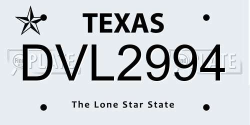 DVL2994 Texas License Plate