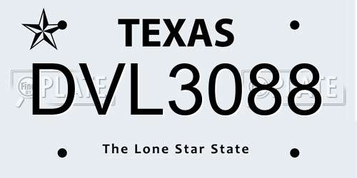 DVL3088 Texas License Plate