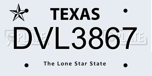 DVL3867 Texas License Plate