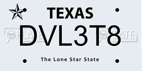 DVL3T8 Texas License Plate