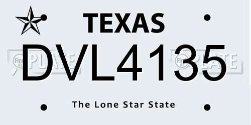 DVL4135 Texas License Plate