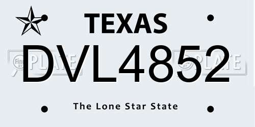 DVL4852 Texas License Plate