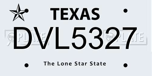 DVL5327 Texas License Plate