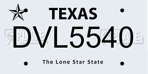 DVL5540 Texas License Plate
