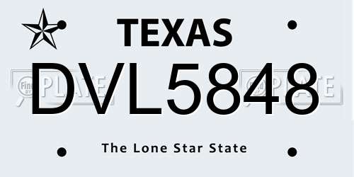 DVL5848 Texas License Plate