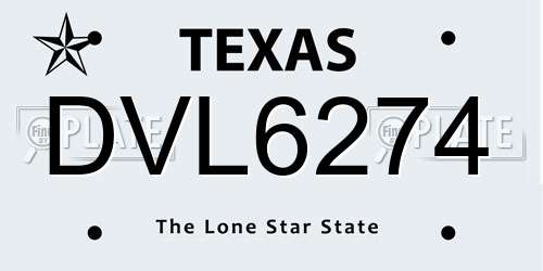 DVL6274 Texas License Plate