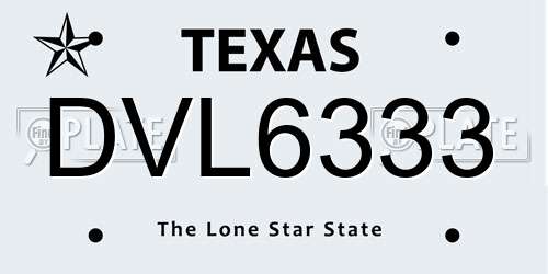 DVL6333 Texas License Plate