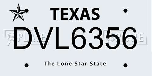 DVL6356 Texas License Plate