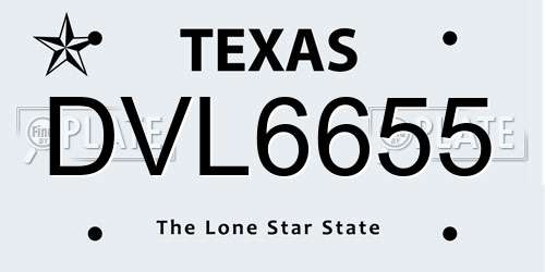 DVL6655 Texas License Plate