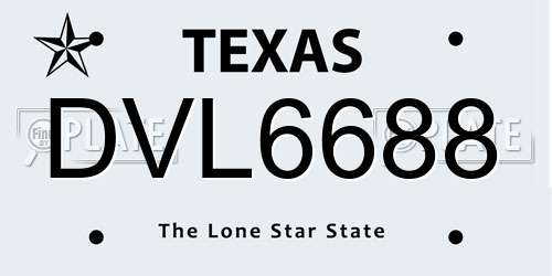 DVL6688 Texas License Plate