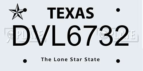DVL6732 Texas License Plate