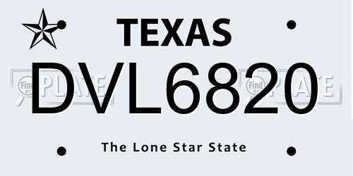 DVL6820 Texas License Plate