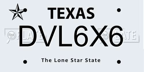 DVL6X6 Texas License Plate