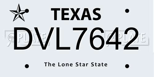 DVL7642 Texas License Plate