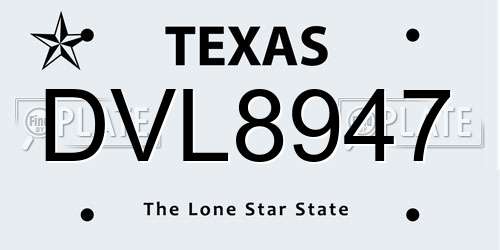 DVL8947 Texas License Plate