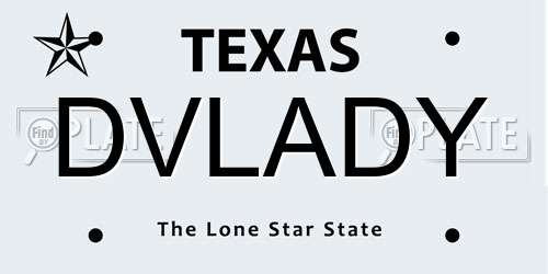 DVLADY Texas License Plate