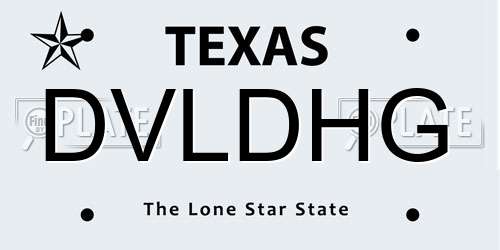 DVLDHG Texas License Plate