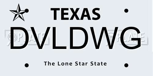 DVLDWG Texas License Plate