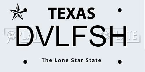 DVLFSH Texas License Plate