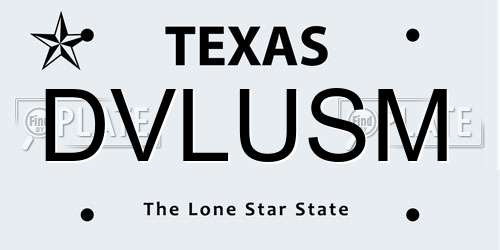 DVLUSM Texas License Plate