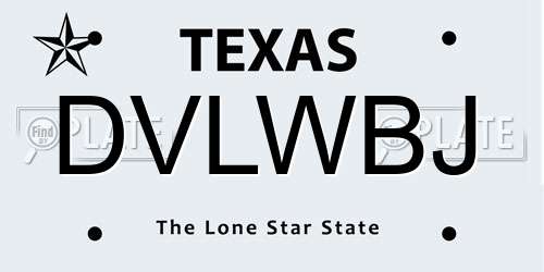 DVLWBJ Texas License Plate