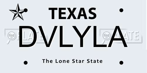 DVLYLA Texas License Plate